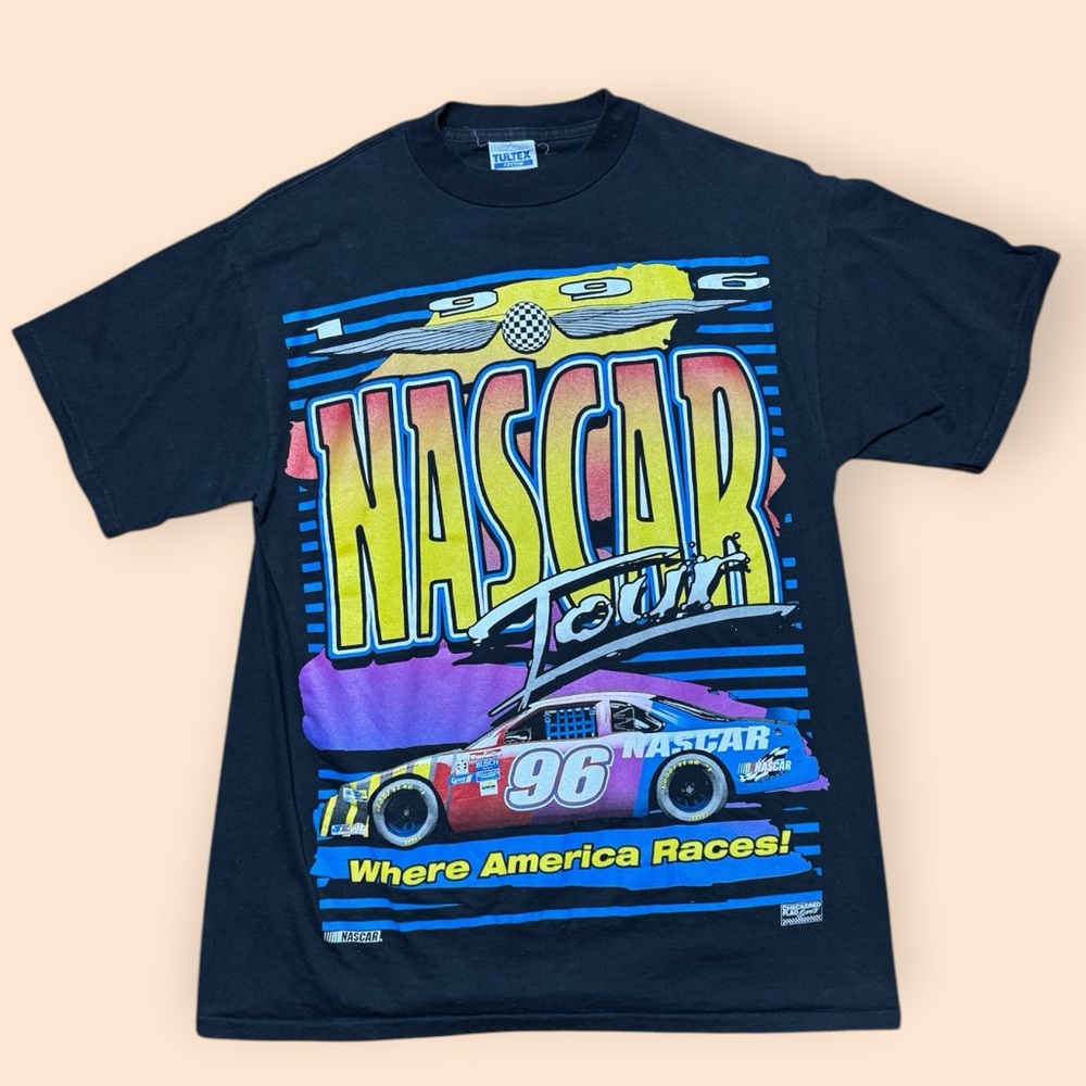Vintage 1996 Nascar Tour T Shirt Men’s Large Black Vtg 90s Racing